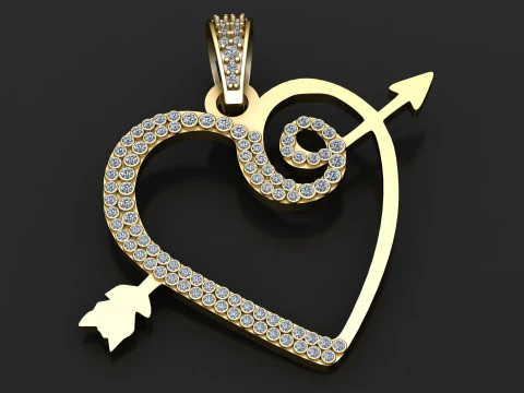 HEART ARROW PENDANT 3D PRINTABLE MODEL 3D Model