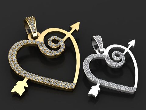 HEART ARROW PENDANT 3D PRINTABLE MODEL Modelo 3D