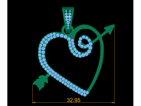 HEART ARROW PENDANT 3D PRINTABLE MODEL Modelo 3D