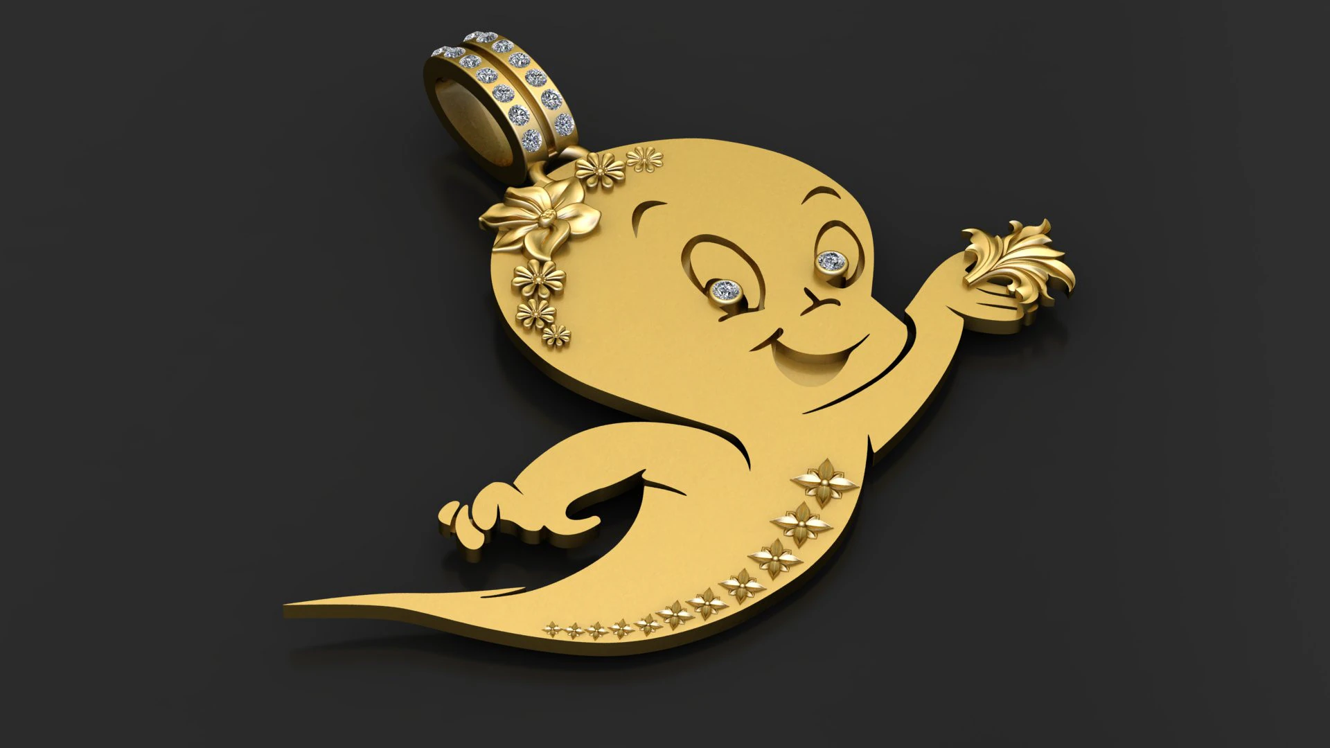 CASPER CARTOON PENDANT 3D PRINTABLE MODEL 3D Model .c4d .max .obj .3ds .fbx .stl .blend