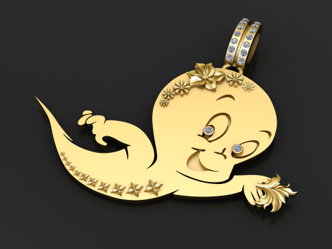 CASPER CARTOON PENDANT 3D PRINTABLE MODEL 3Dモデル