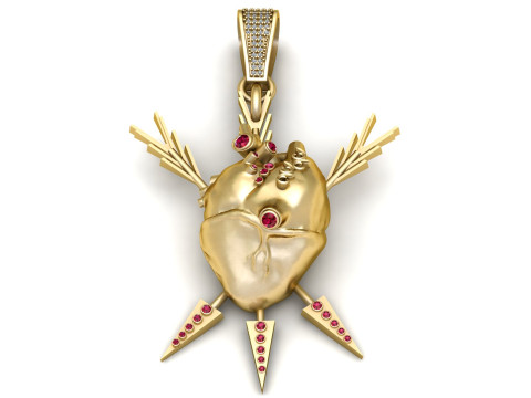 HUMAN HEART WITH ARROW PENDANT 3D PRINTABLE MODEL 3D 모델