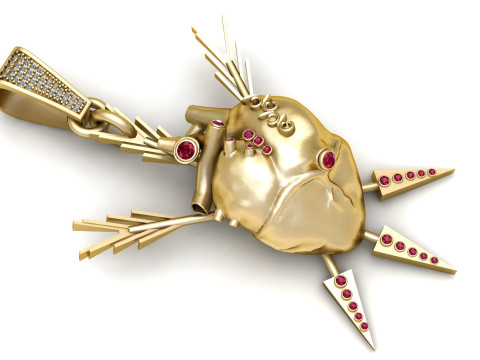 HUMAN HEART WITH ARROW PENDANT 3D PRINTABLE MODEL 3D Model