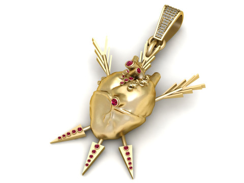 HUMAN HEART WITH ARROW PENDANT 3D PRINTABLE MODEL 3D Model