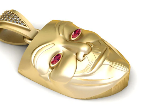 GOLDEN FACE MADK PENDANT 3D PRINTABLE MODEL 3D Model