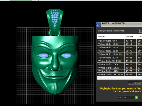 GOLDEN FACE MADK PENDANT 3D PRINTABLE MODEL 3D Model