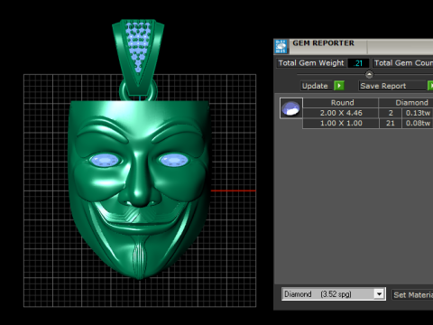 GOLDEN FACE MADK PENDANT 3D PRINTABLE MODEL 3D 모델