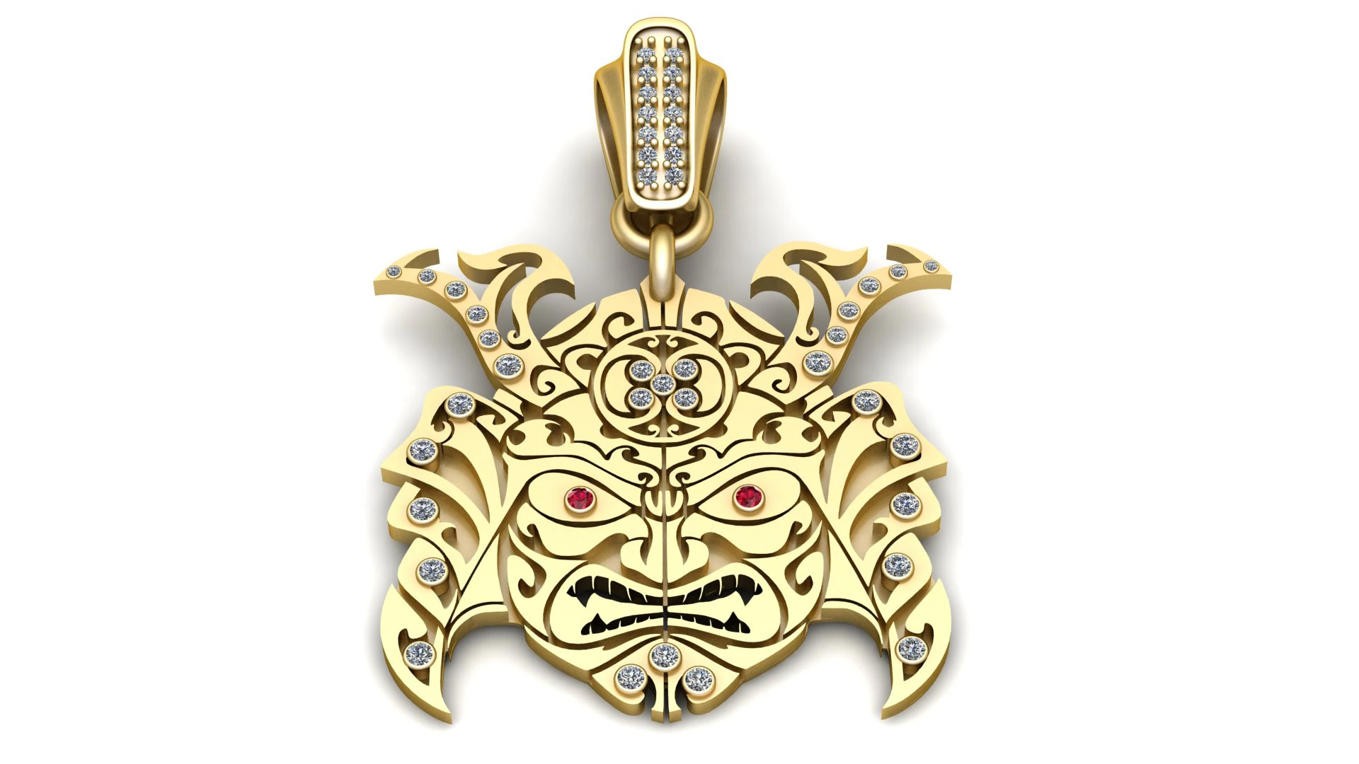 DEMON FACE MASK PENDANT 3D PRINTABLE MODEL 3D Model .c4d .max .obj .3ds .fbx .stl .blend