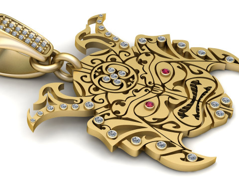 DEMON FACE MASK PENDANT 3D PRINTABLE MODEL Modello 3D