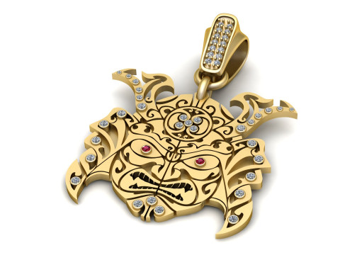 DEMON FACE MASK PENDANT 3D PRINTABLE MODEL Modello 3D