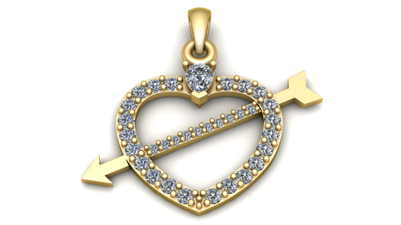HEART AND ARROW PENDANT 3D PRINTABLE MODEL 3D Модель .c4d .max .obj .3ds .fbx .stl .blend 