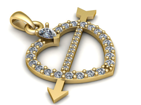 HEART AND ARROW PENDANT 3D PRINTABLE MODEL 3D Модель