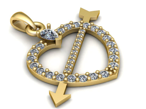 HEART AND ARROW PENDANT 3D PRINTABLE MODEL 3D Model