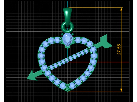 HEART AND ARROW PENDANT 3D PRINTABLE MODEL 3D Model