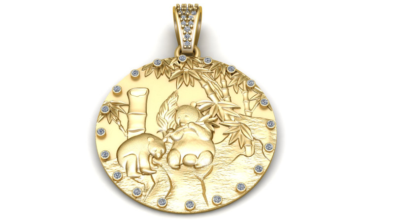 PANDA DESIGN COIN PENDANT 3D PRINTABLE MODEL Modello 3D .c4d .max .obj .3ds .fbx .stl .blend