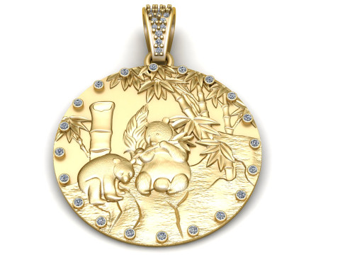 PANDA DESIGN COIN PENDANT 3D PRINTABLE MODEL 3D Model
