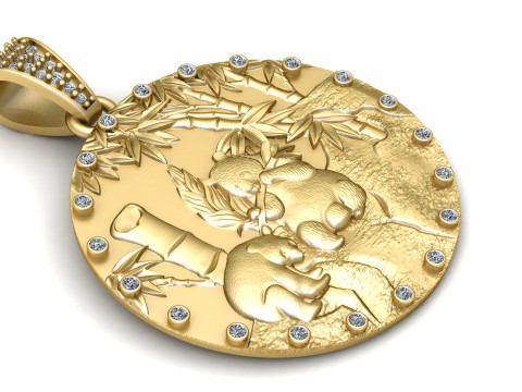 PANDA DESIGN COIN PENDANT 3D PRINTABLE MODEL Modello 3D