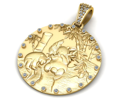 PANDA DESIGN COIN PENDANT 3D PRINTABLE MODEL Modello 3D