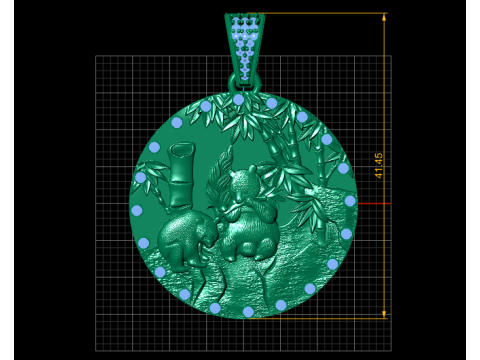 PANDA DESIGN COIN PENDANT 3D PRINTABLE MODEL Modello 3D