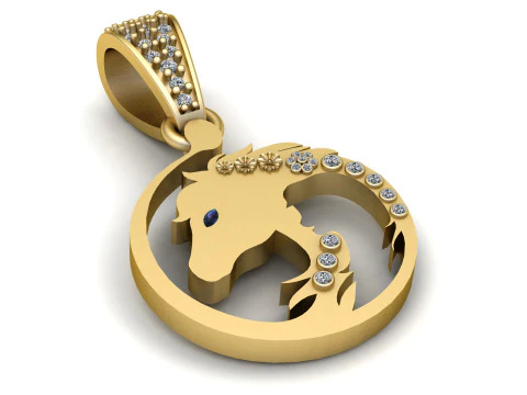 PINGENTE DE MOEDA CARA DE CAVALO 3D IMPRIM&iacute;VEL MODELO Modelo 3D