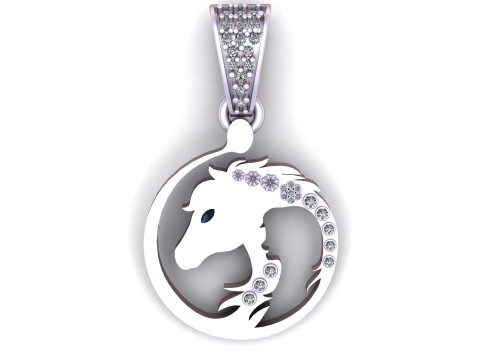 HORSE FACE COIN PENDANT 3D PRINTABLE MODEL Modelo 3D