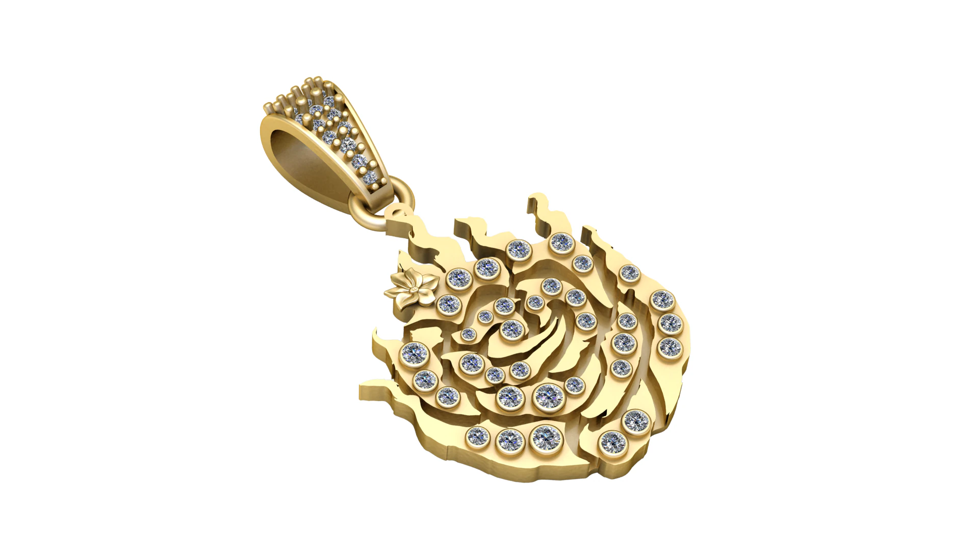 ROSE FLOWER DESIGN PENDANT 3D PRINTABLE MODEL 3D Model .c4d .max .obj .3ds .fbx .stl .blend 