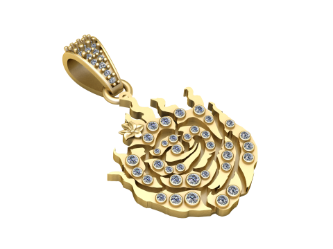 ROSE FLOWER DESIGN PENDANT 3D PRINTABLE MODEL Model 3D