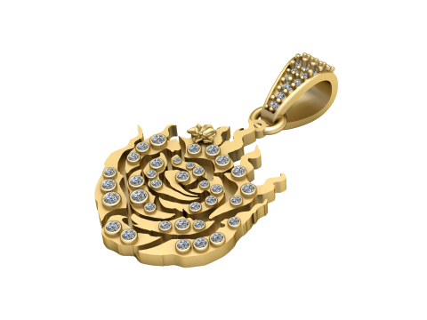 ROSE FLOWER DESIGN PENDANT 3D PRINTABLE MODEL 3D 모델
