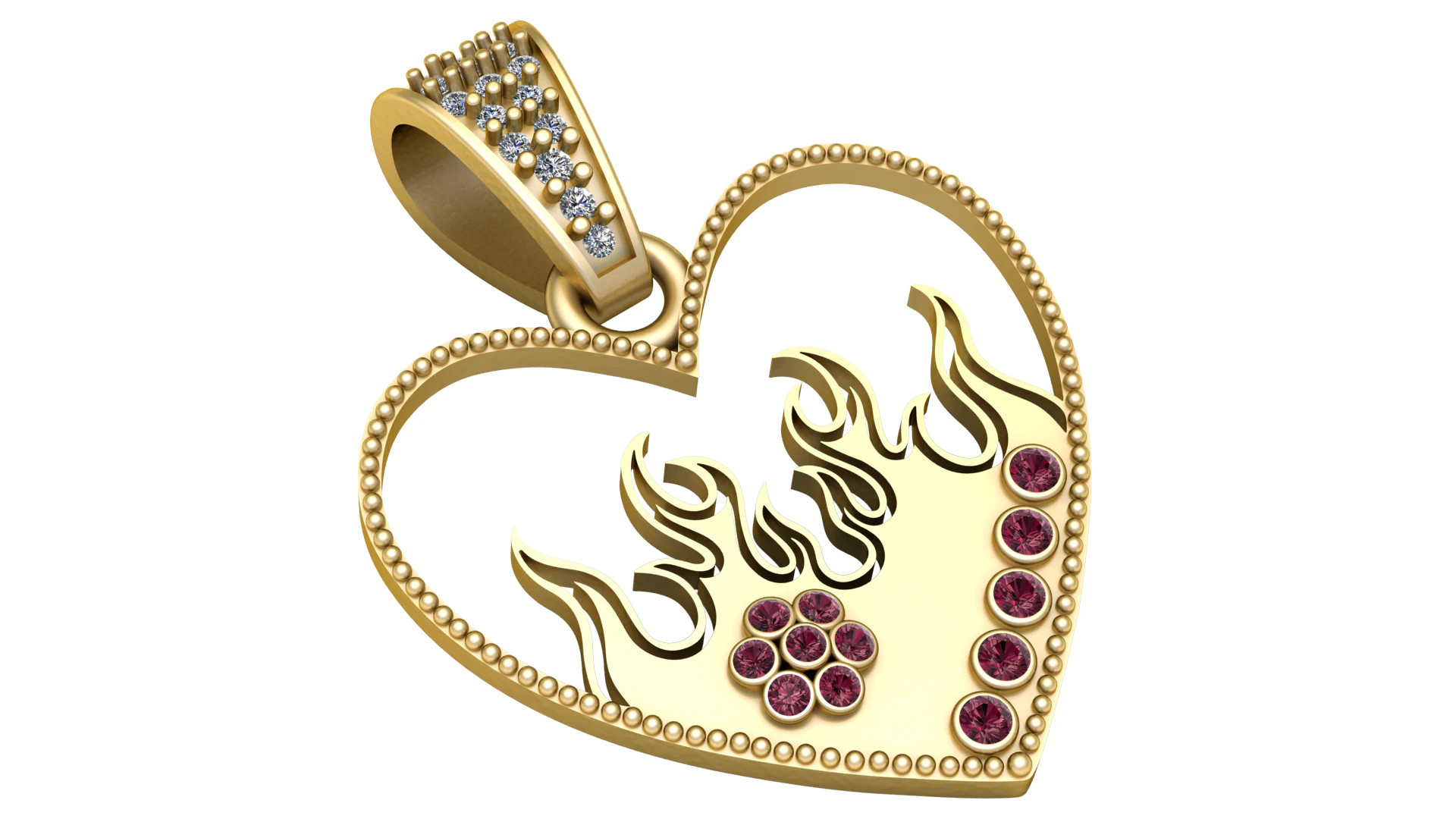 FIRE HEART PENDANT 3D PRINTABLE MODEL 3D Model .c4d .max .obj .3ds .fbx .stl .blend 