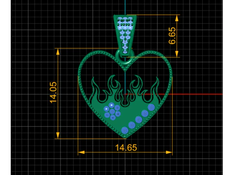 FIRE HEART PENDANT 3D PRINTABLE MODEL 3D Model