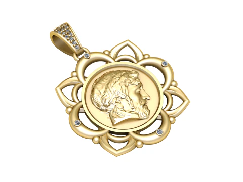 남성용 페이스 코인 펜던트 3D 프린트 가능 모델 3D 모델