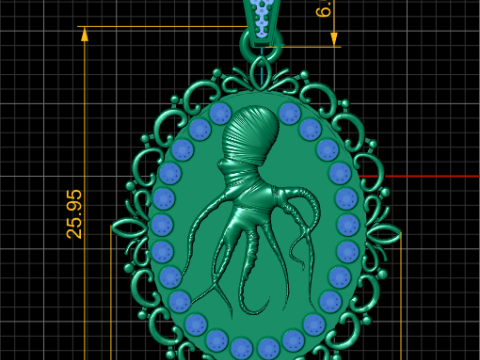 OCTOPUS DESIGN COIN PENDANT 3D PRINTABLE MODEL Model 3D