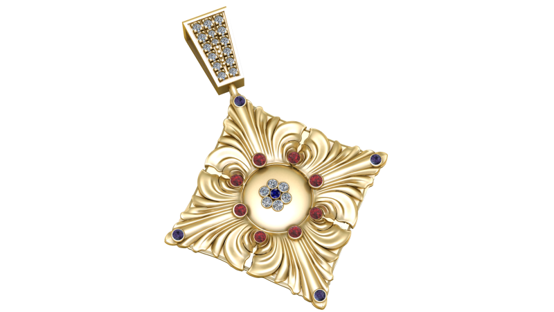 GOLDEN SQUARE SHAPE PENDANT 3D PRINTABLE MODEL Model 3D .c4d .max .obj .3ds .fbx .stl .blend 