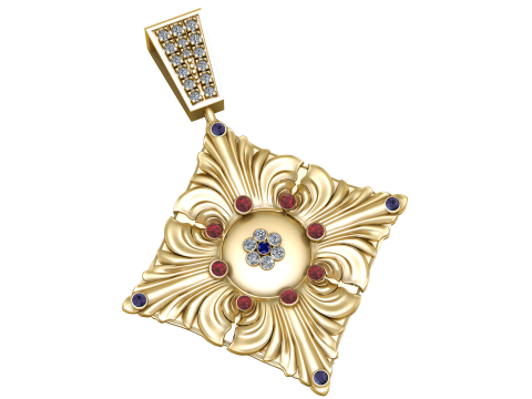 GOLDEN SQUARE SHAPE PENDANT 3D PRINTABLE MODEL 3D 模型
