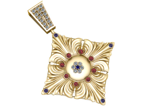 GOLDEN SQUARE SHAPE PENDANT 3D PRINTABLE MODEL 3D Model