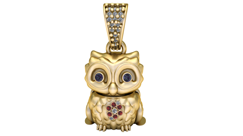 OWL BIRD PENDANT 3D PRINTABLE MODEL 3D 模型 .c4d .max .obj .3ds .fbx .stl .blend