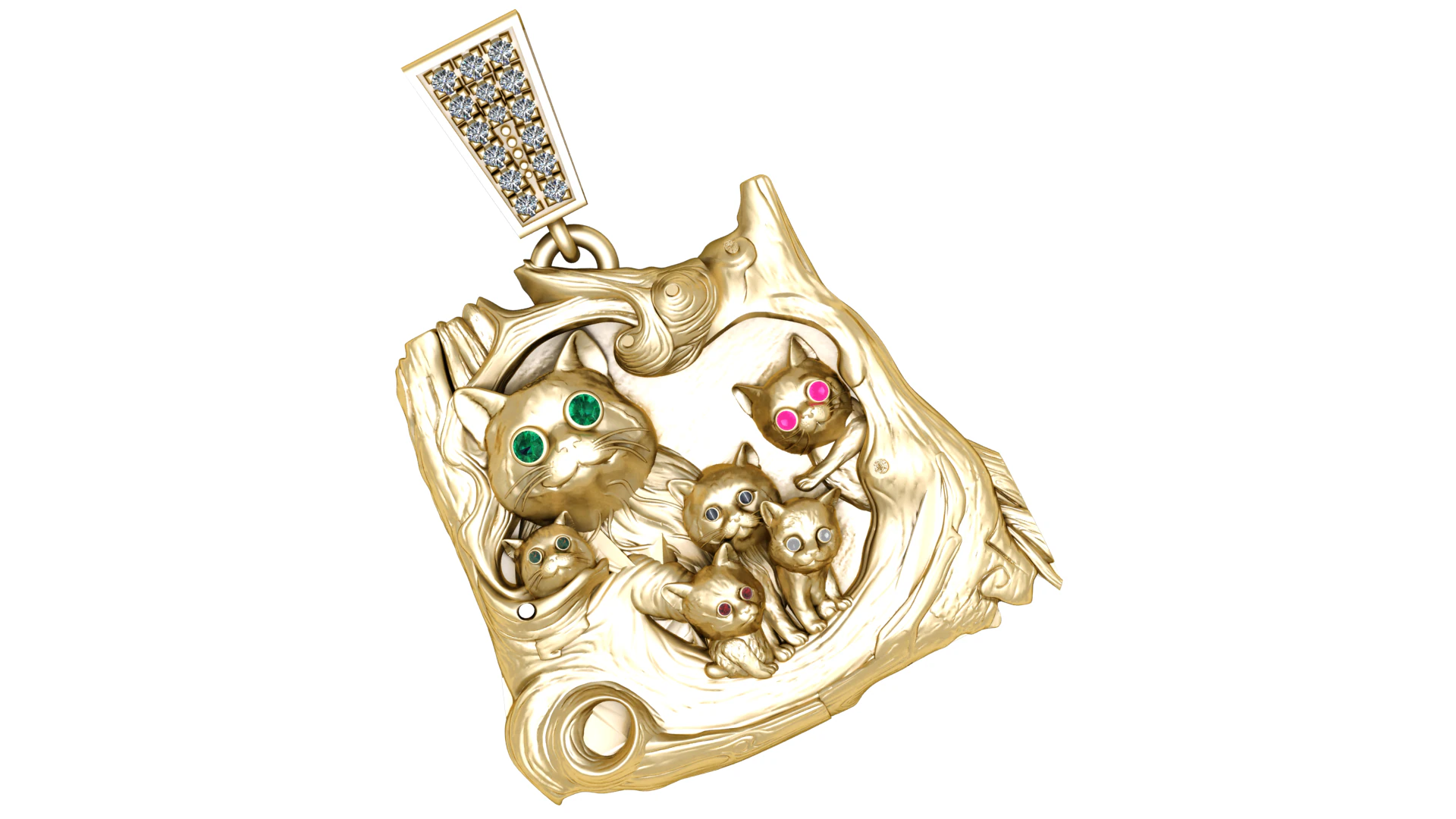 CAT FAMILY PENDANT 3D PRINTABLE MODEL 3D Model .c4d .max .obj .3ds .fbx .stl .blend