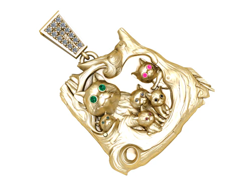 CAT FAMILY PENDANT 3D PRINTABLE MODEL 3D Model