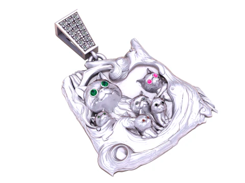 CAT FAMILY PENDANT 3D PRINTABLE MODEL 3D Model