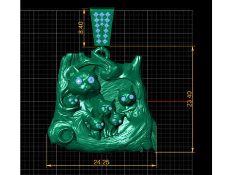 CAT FAMILY PENDANT 3D PRINTABLE MODEL Modelo 3D
