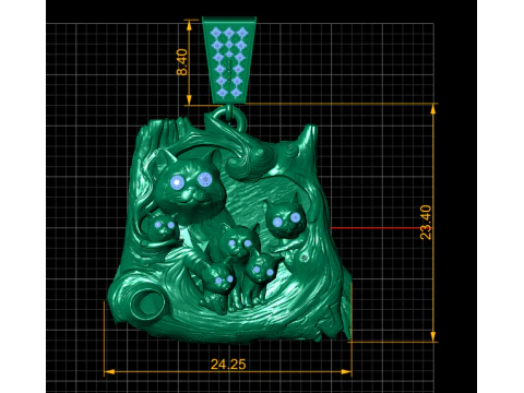 CAT FAMILY PENDANT 3D PRINTABLE MODEL 3D Model