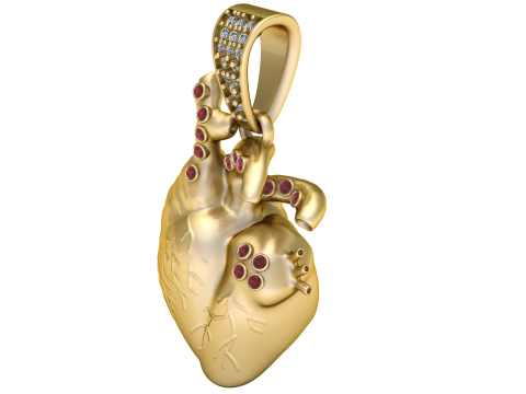 GOLDEN HUMAN HEART PENDANT 3D PRINTABLE MODEL 3D मॉडल