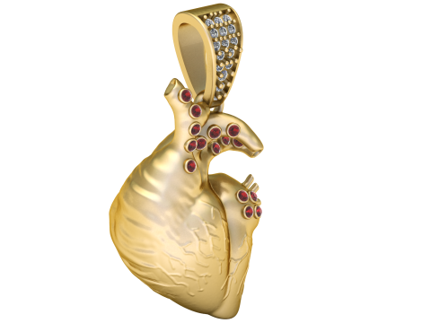 GOLDEN HUMAN HEART PENDANT 3D PRINTABLE MODEL 3D मॉडल