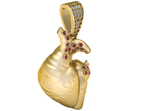 GOLDEN HUMAN HEART PENDANT 3D PRINTABLE MODEL 3D Model