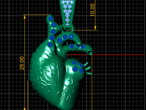 GOLDEN HUMAN HEART PENDANT 3D PRINTABLE MODEL 3D मॉडल