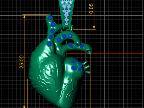 GOLDEN HUMAN HEART PENDANT 3D PRINTABLE MODEL 3D Model