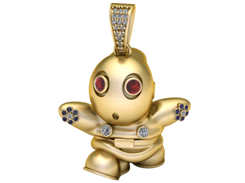 만화 캐릭터 펜던트 3D 인쇄 가능 모델 3D 모델