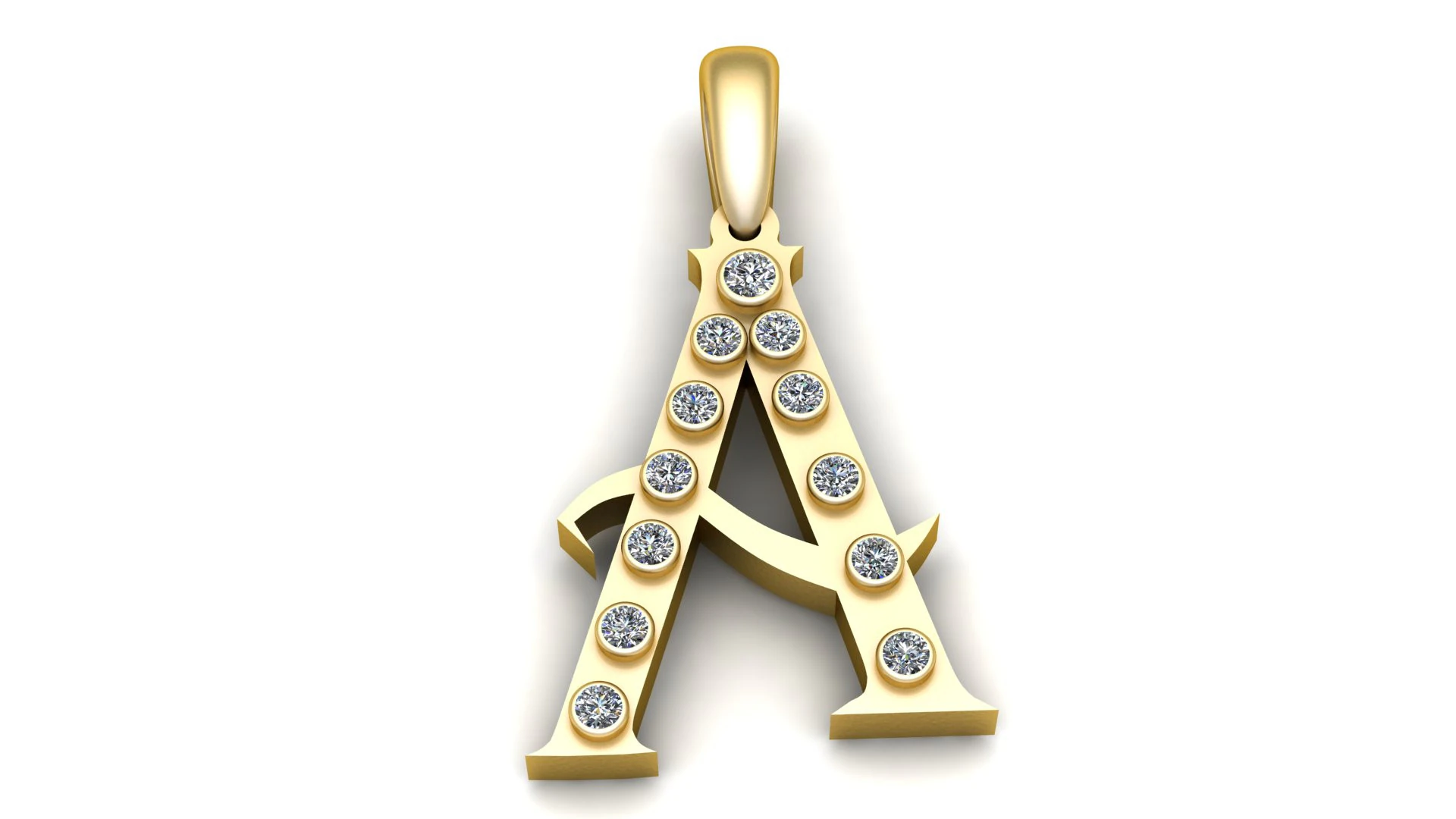 GOLDEN ALPHABET A PENDANT 3D PRINTABLE MODEL 3D Model .c4d .max .obj .3ds .fbx .stl .blend