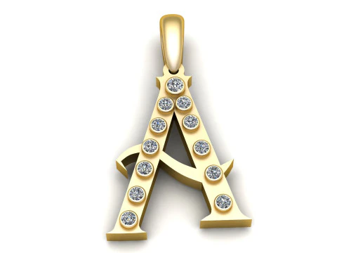 GOLDEN ALPHABET A PENDANT 3D PRINTABLE MODEL 3D Model