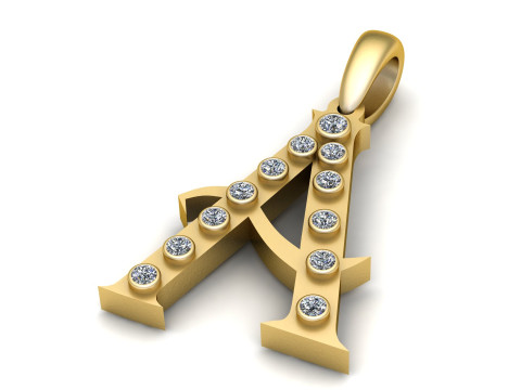 GOLDEN ALPHABET A PENDANT 3D PRINTABLE MODEL 3D Model